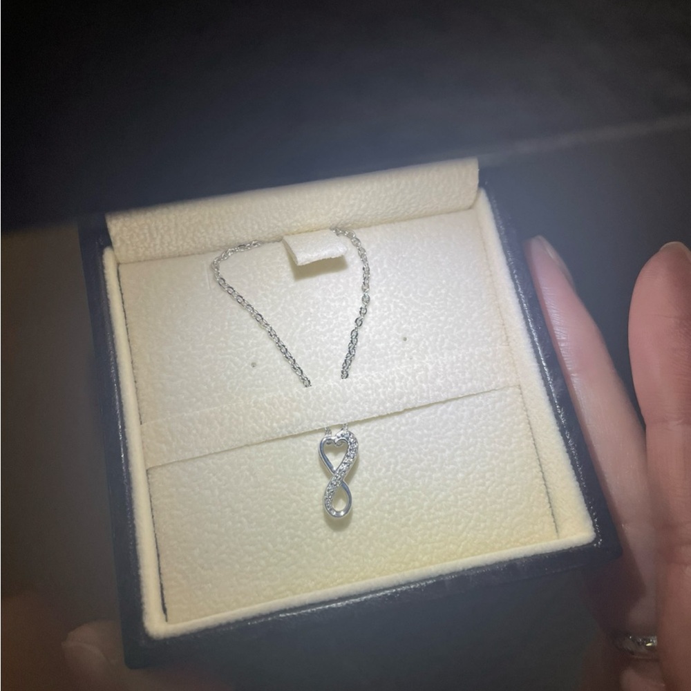 Pave-Set Diamond Infinity Heart Pendant